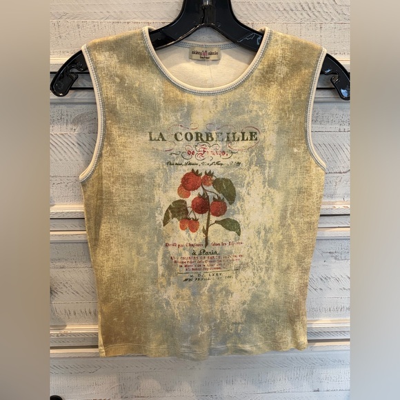 Skinny Minnie La Corbeille Cropped Graphic Tank • French Botanical • S/M - Picture 2 of 7